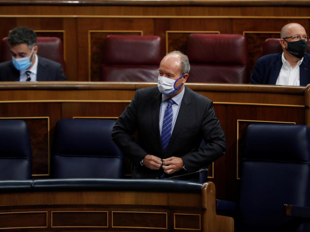 El ministro de Justicia, Juan Carlos Campo, durante la sesión de control al Ejecutivo este miércoles en el Congreso.