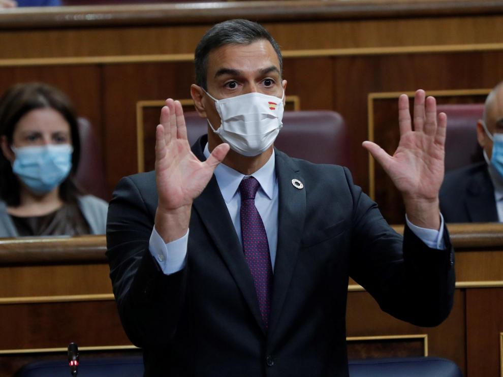 Pedro Sánchez, en la sesión de control al Gobierno.