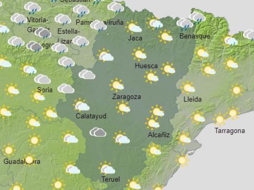 Mapa del tiempo en Aragón el día 12 de octubre.