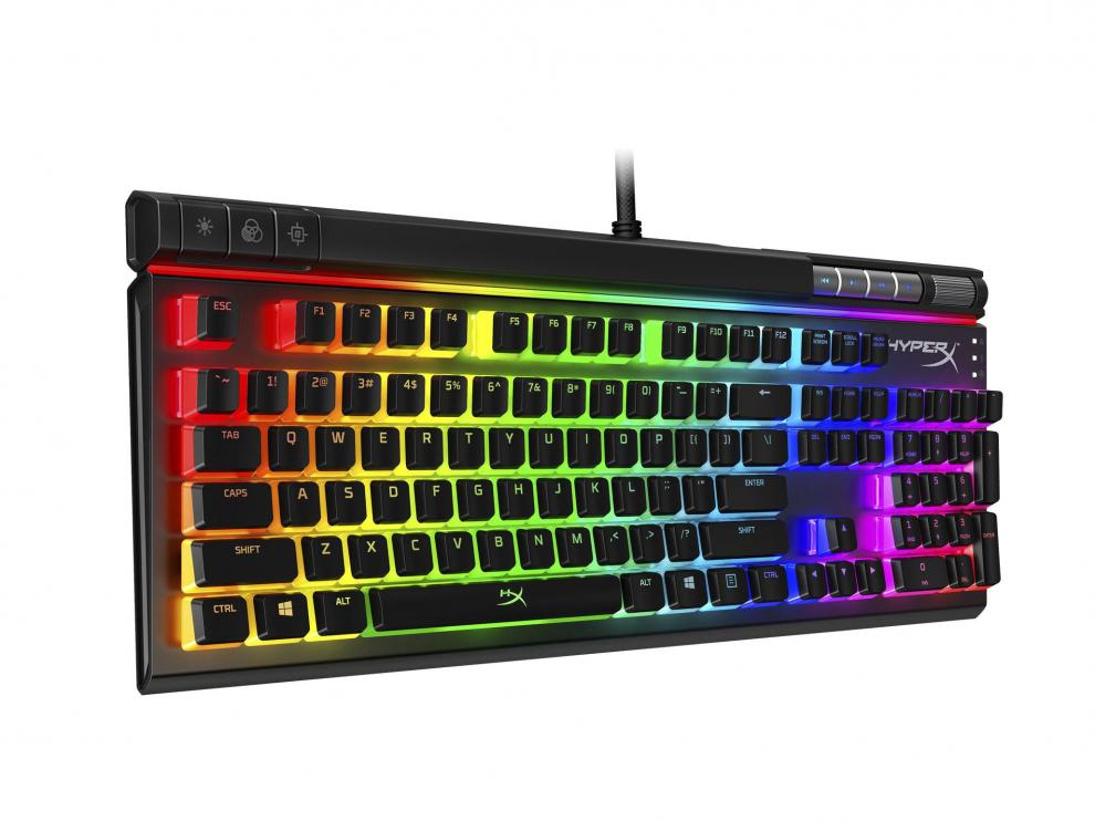 El Alloy Elite 2 de HyperX luce con todos los colores del arcoíris pero sus teclas están en inglés.