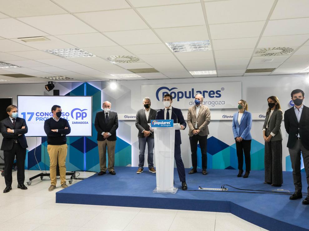 Ramón Celma, en la presentación de su candidatura a la presidencia del PP-Zaragoza, este martes en la sede del partido en la capital.