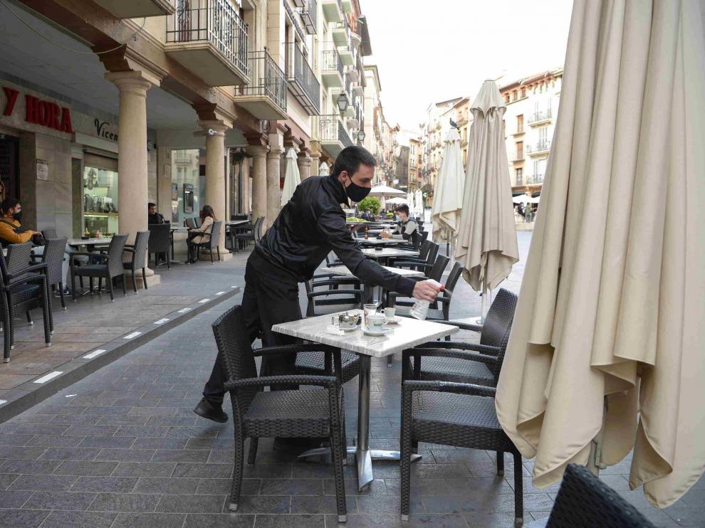 Terraza de un bar de Teruel en época de coronavirus