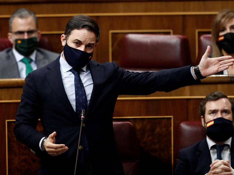 Santiago Abascal, durante la sesión de control al Gobierno de esta semana.