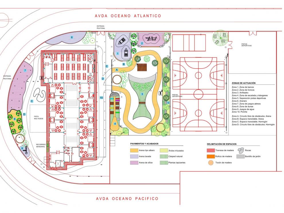 Plano general del proyecto de reforma del patio de recreo del CEIP Odón de Buen de Zuera