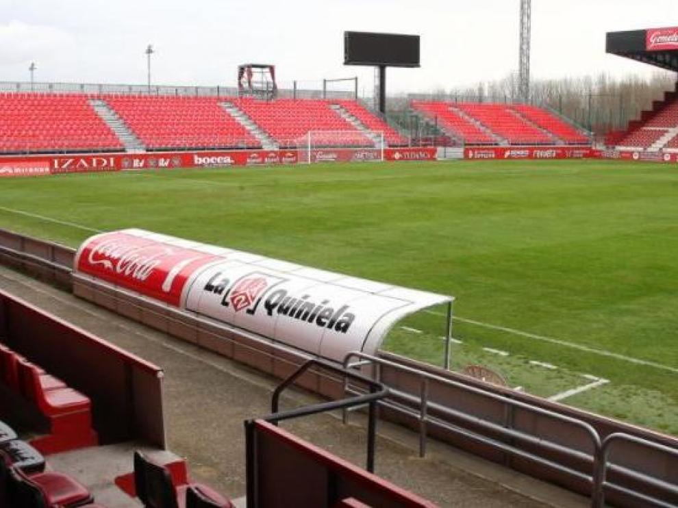 Anduva, estadio del Mirandés, lugar del partido del Real Zaragoza en la tarde-noche de este jueves.