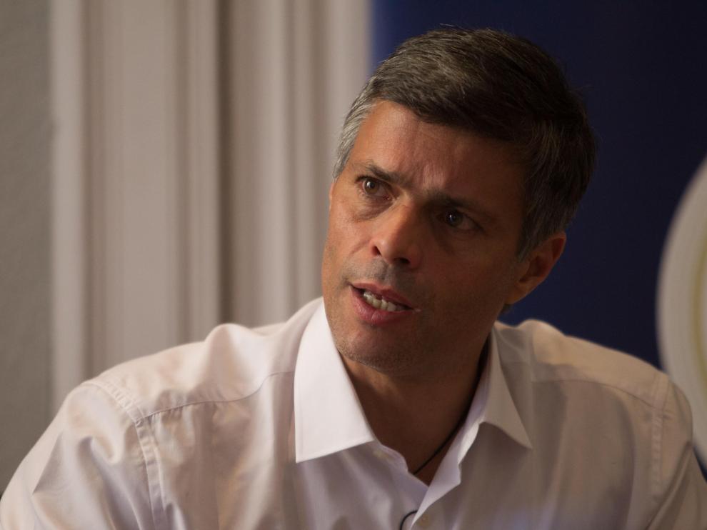 Leopoldo López, durante el encuentro con Fernando de Yarza.