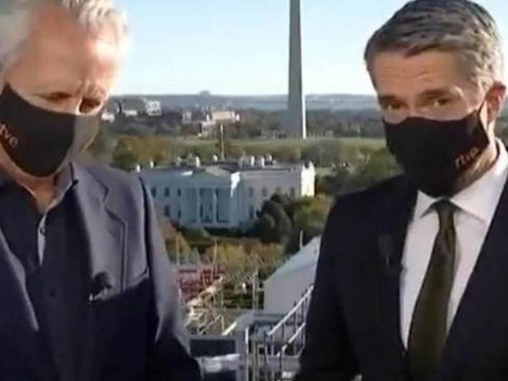 Milá y Franganillo, en Washington durante la cobertura de las elecciones en Estados Unidos.