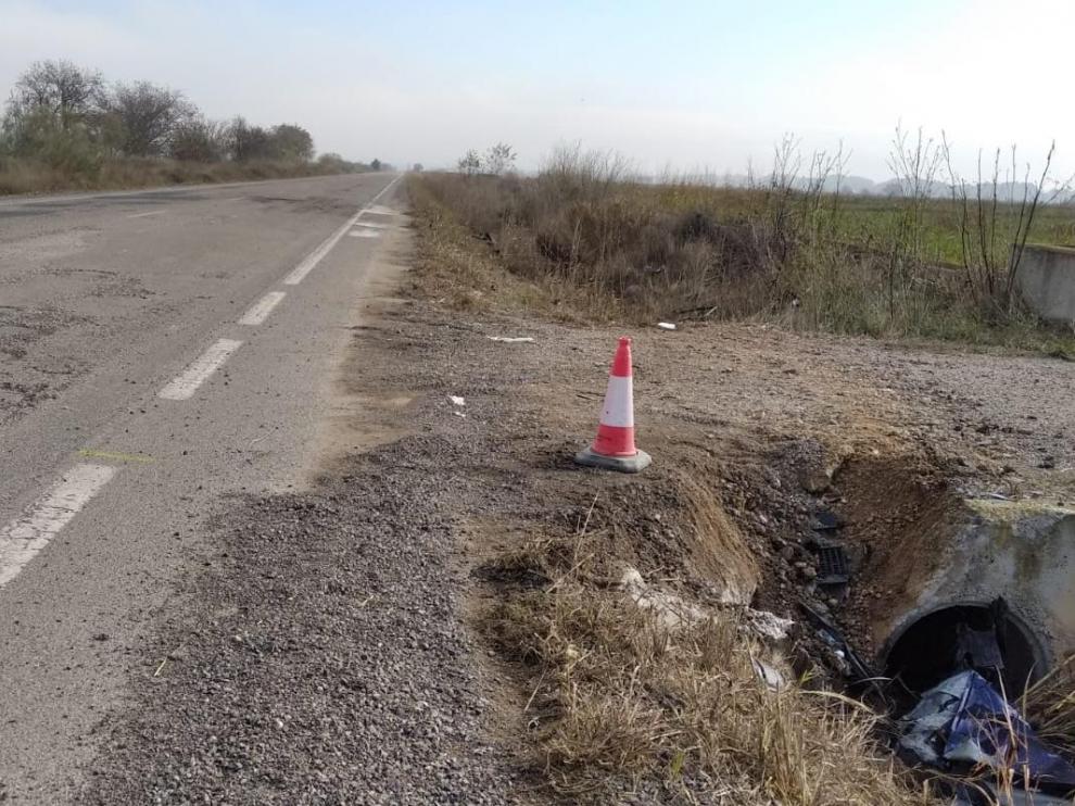 Lugar donde se produjo el accidente mortal del vecino de Sariñena.