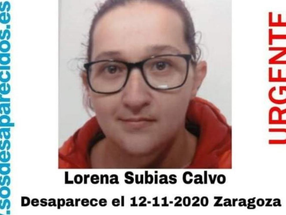 Lorena Subías Calvo, en la página de SOS Desaparecidos Aragón.