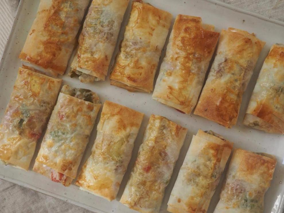 El resultado final de los rollitos con masa filo.