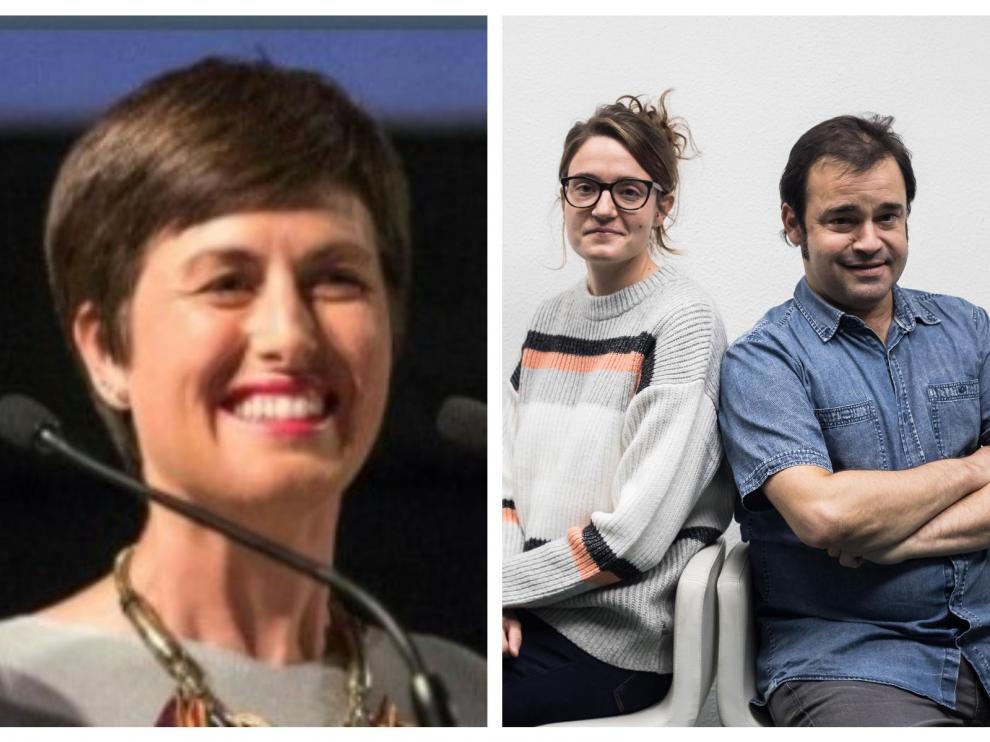 Ana Sánchez (izda.) y Laura Uranga y Pablo Ferrer.