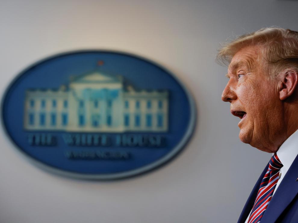 Trump, en la rueda de prensa de este viernes en la Casa Blanca.