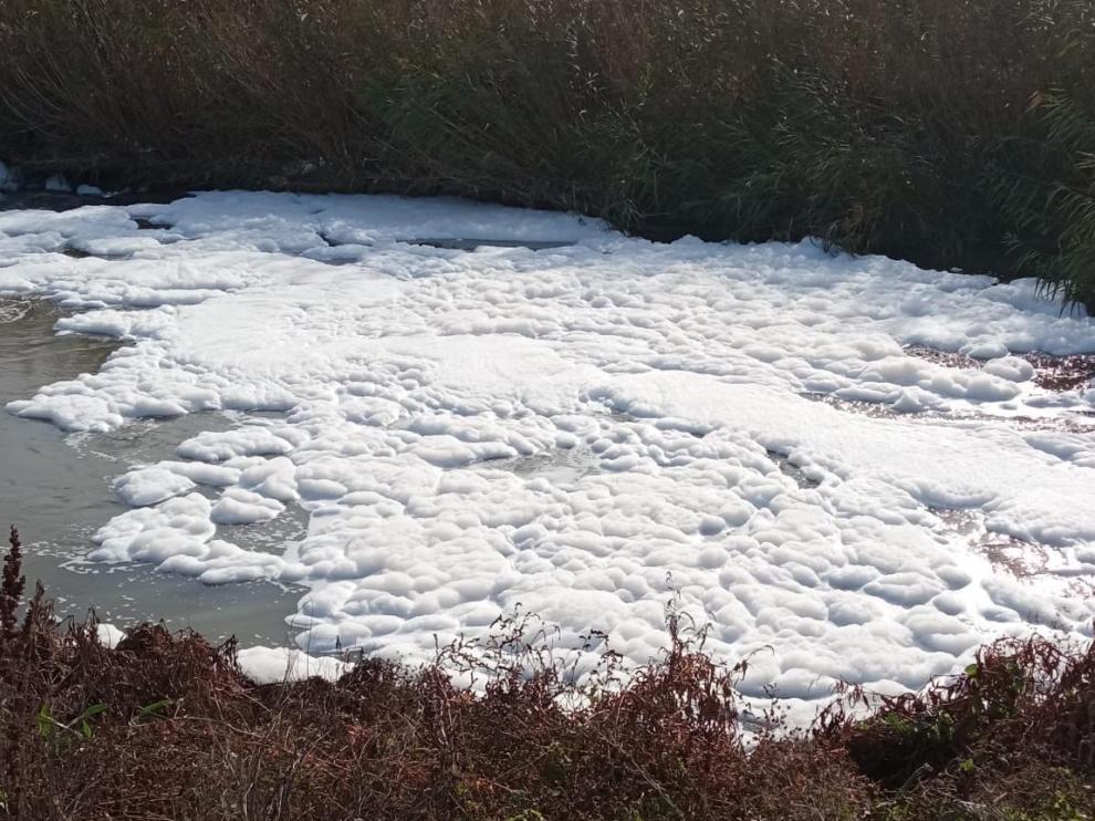 Vertido de espuma al Ebro desde la depuradora de La Cartuja