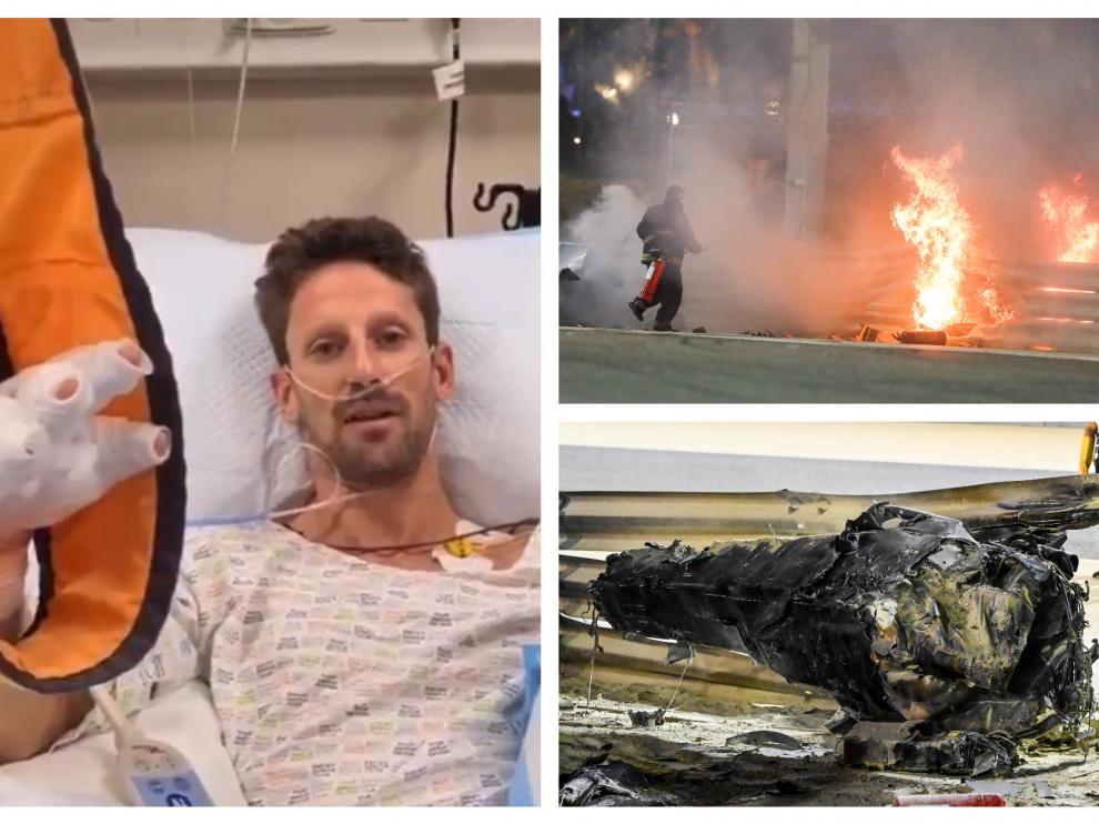 Romain Grosjean en el hospital tras su accidente en Barein