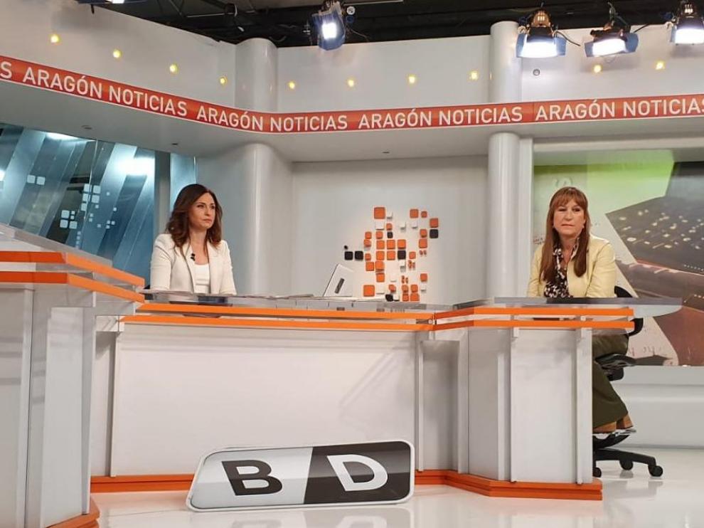 La consejera de Sanidad, Sira Repollés, en el plató de Aragón TV este jueves.