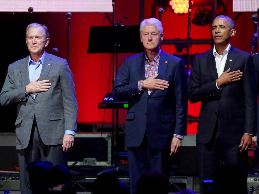 Imagen de archivo de Bush, Clinton y Obama.