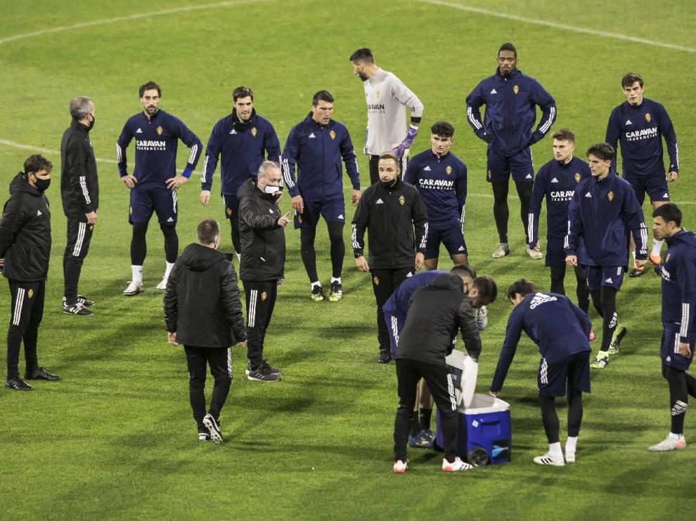 Juan Ignacio Martínez 'Jim', en uno de sus primeros entrenamientos con el Real Zaragoza, la semana pasada.