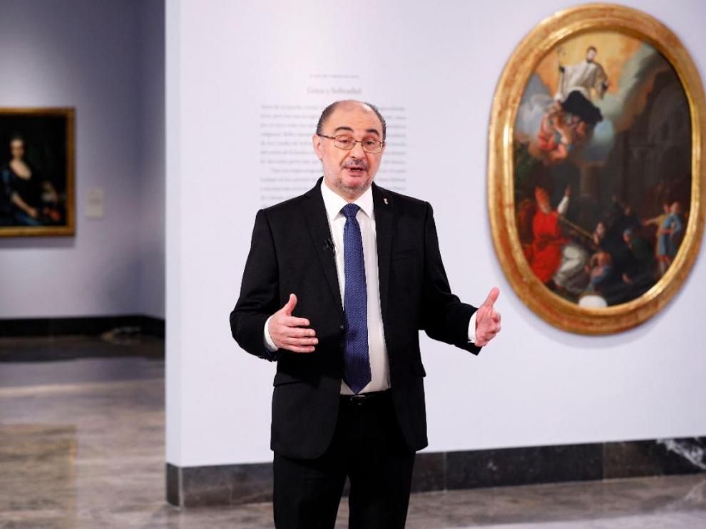 Javier Lambán, en el Museo de Zaragoza.