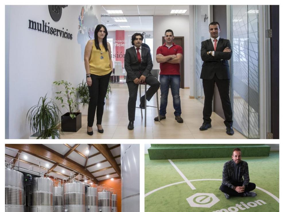 Imágenes de UB Group, Bodegas Borsao y Fútbol Emotion, empresas aragonesas de la lista Cepyme500.