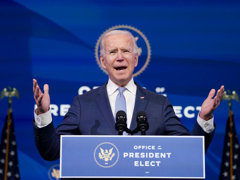 U.S. President-elect Joe Biden holds news conference at transition headquarters in Wilmington, Delaware