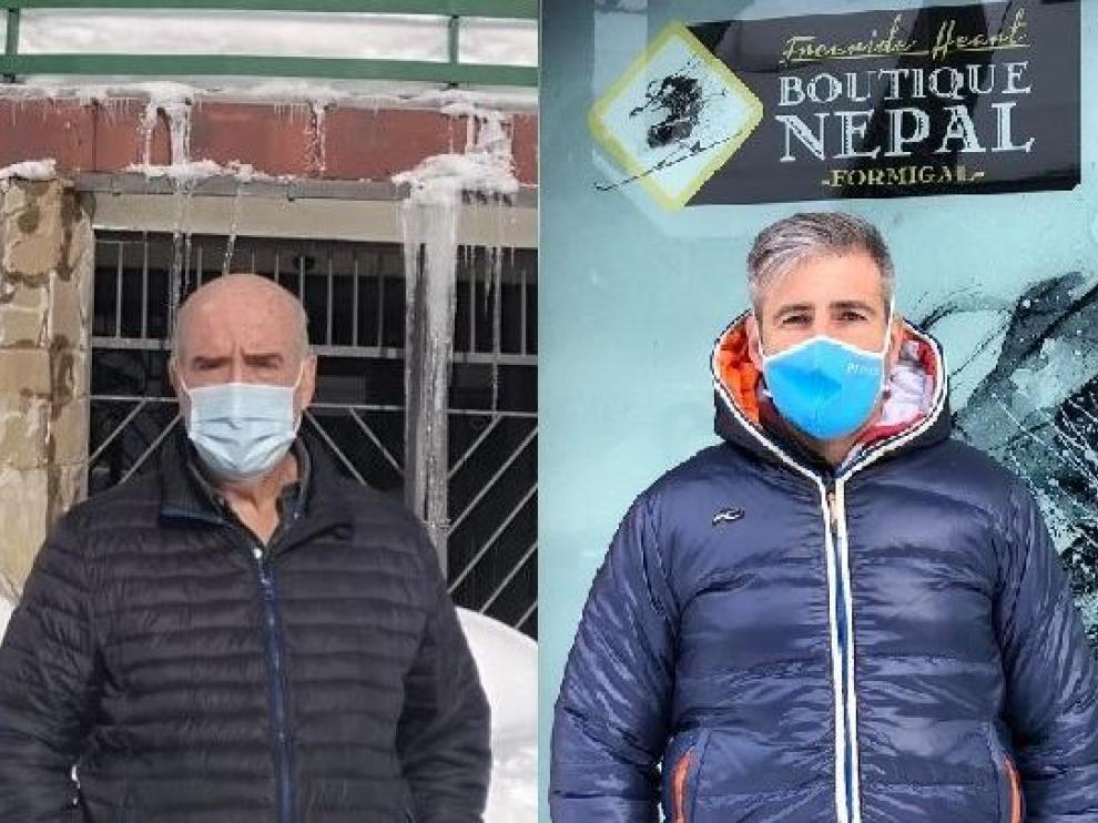 Alfredo Landa, director del Hotel Candanchú, y Javier Mimbrera, propietario de la Boutique Nepal de Formigal.