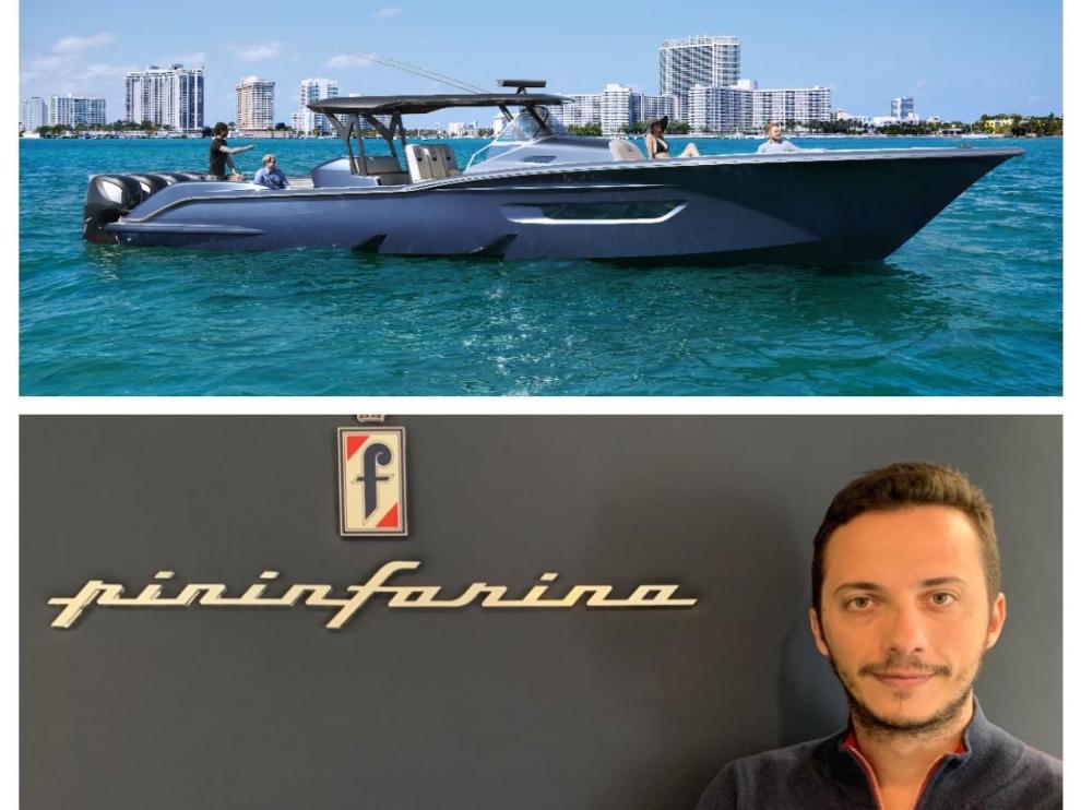 Embarcación diseñada por Pininfarina para el constructor de barcos Buddy Davis. Abajo, Francisco Barboza.