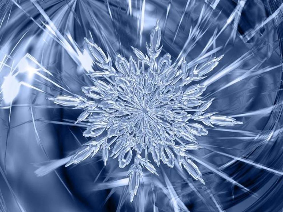 Un copo de nieve fotografiado al microscopio.