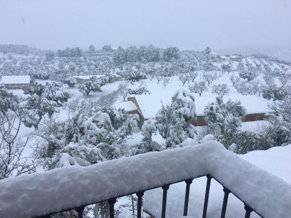 El municipio de Horta de Sant Joan (Tarragona) tras las nevadas del temporal Filomena, el sábado.