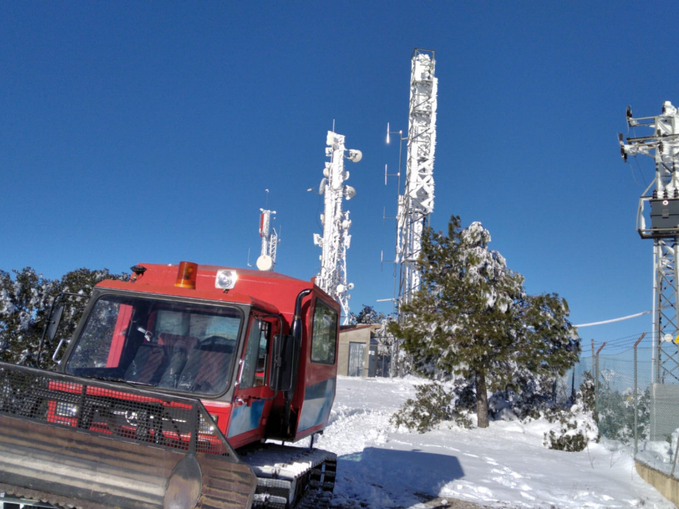 Instalaciones de Telefónica, durante la borrasca Filomena.