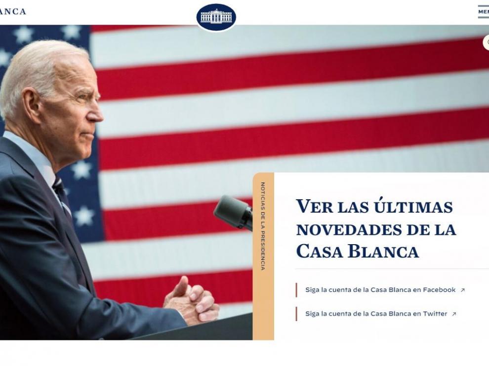 Portada de la web de la Casa Blanca, en español.