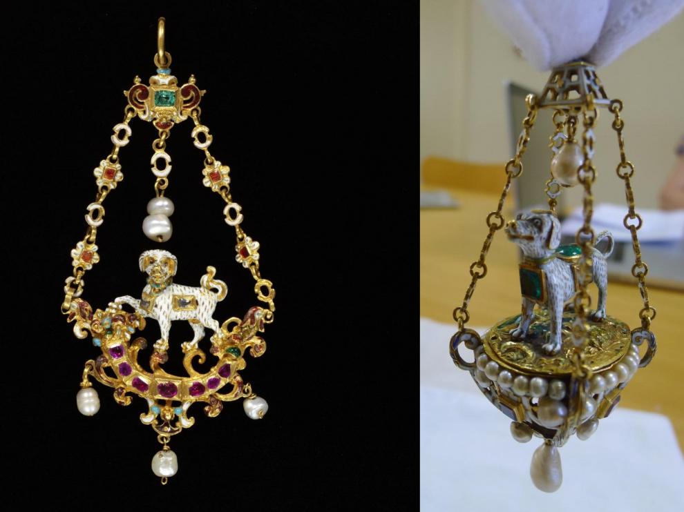 A la izquierda, joya del Victoria & Albert Museum de Londres; a la derecha, colgante del Museo Lázaro Galdiano. Ambas se pensaba que eran falsificaciones del siglo XIX y son, en realidad, renacentistas.
