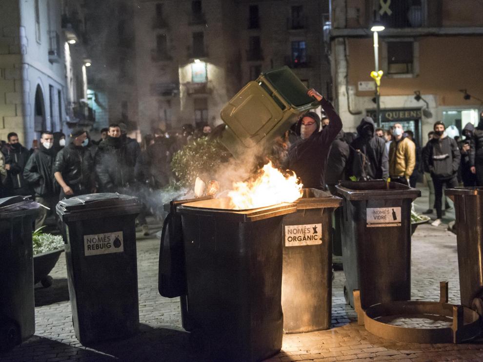 Protestas por la detención de Hasel en Gerona.