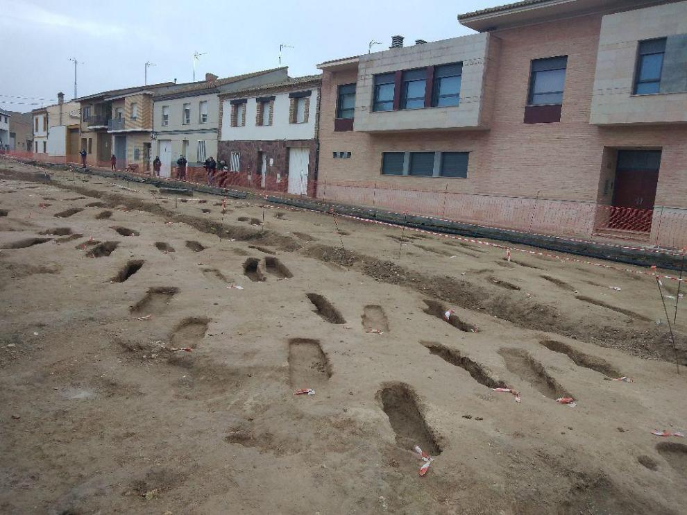 Necrópolis islámica recientemente descubierta en el casco urbano de Tauste.