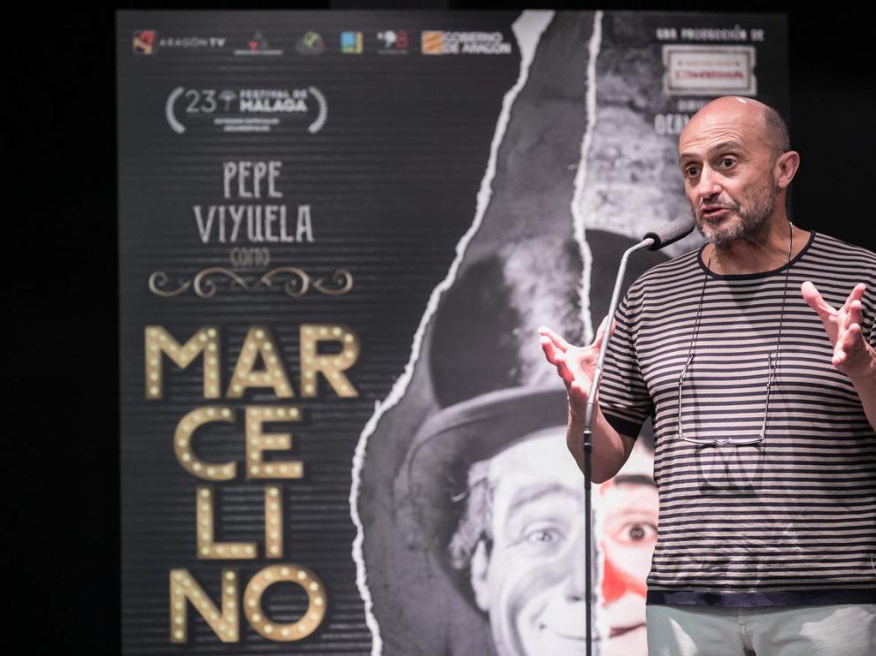 Pepe Viyuela en la presentación en Zaragoza de la película 'Marcelino. El mejor payaso del mundo'.