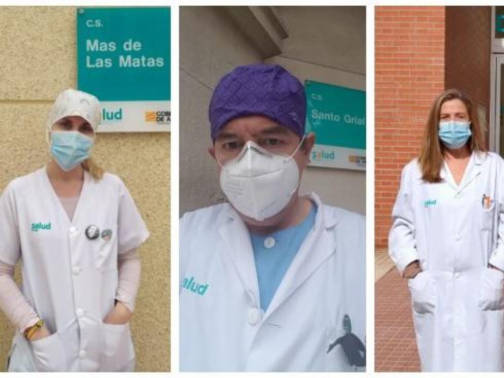 De izquierda a derecha, Pilar Borrás (coordinadora del C. S. Mas de las Matas), Ramón Boira (médico del Santo Grial) y Pilar Lafuente (del Centro de Salud Delicias Norte).