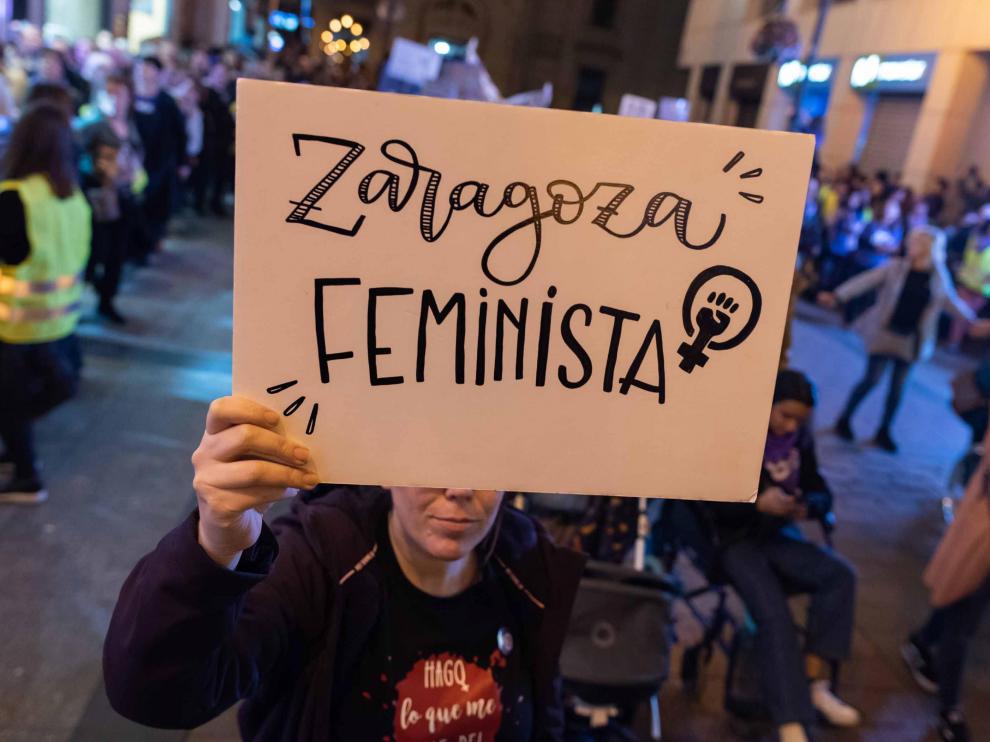 Manifestación del 8-M en Zaragoza, en marzo de 2020.