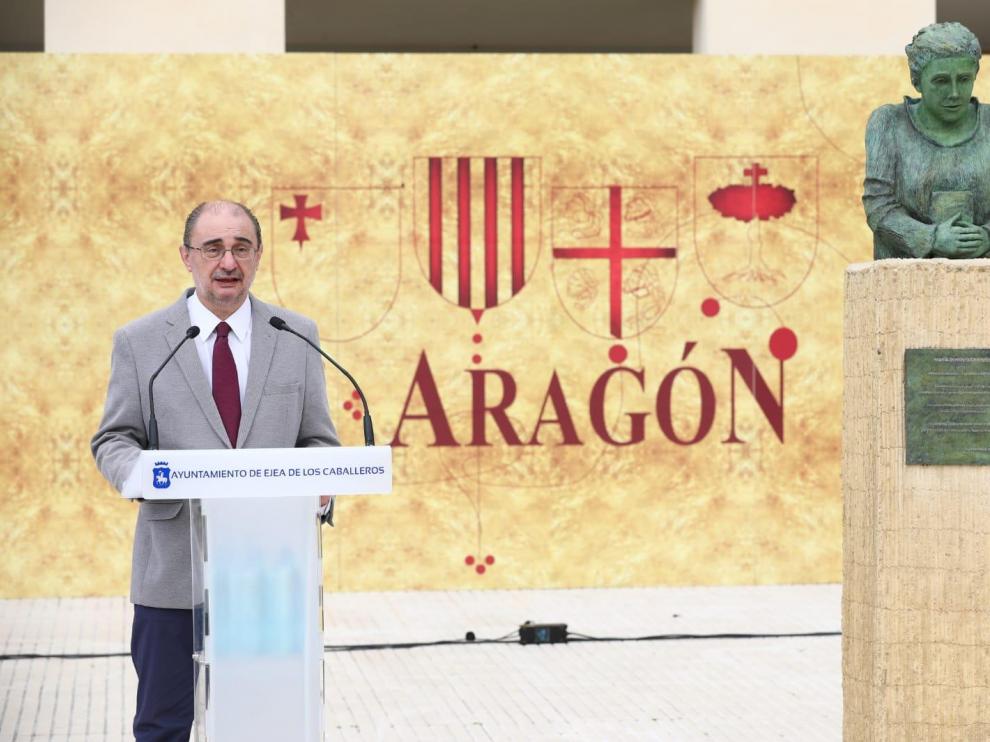 El presidente Lambán este domingo en Ejea de los Caballeros.