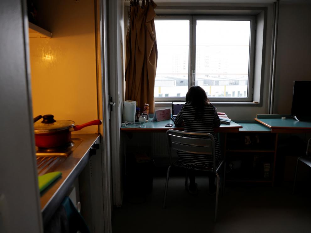 Estudiante en una residencia de París.