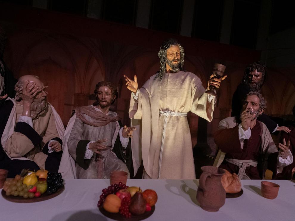 Recreación de la Última Cena, una de las cuatro escenas de la exposición en el Alma Mater Museum.