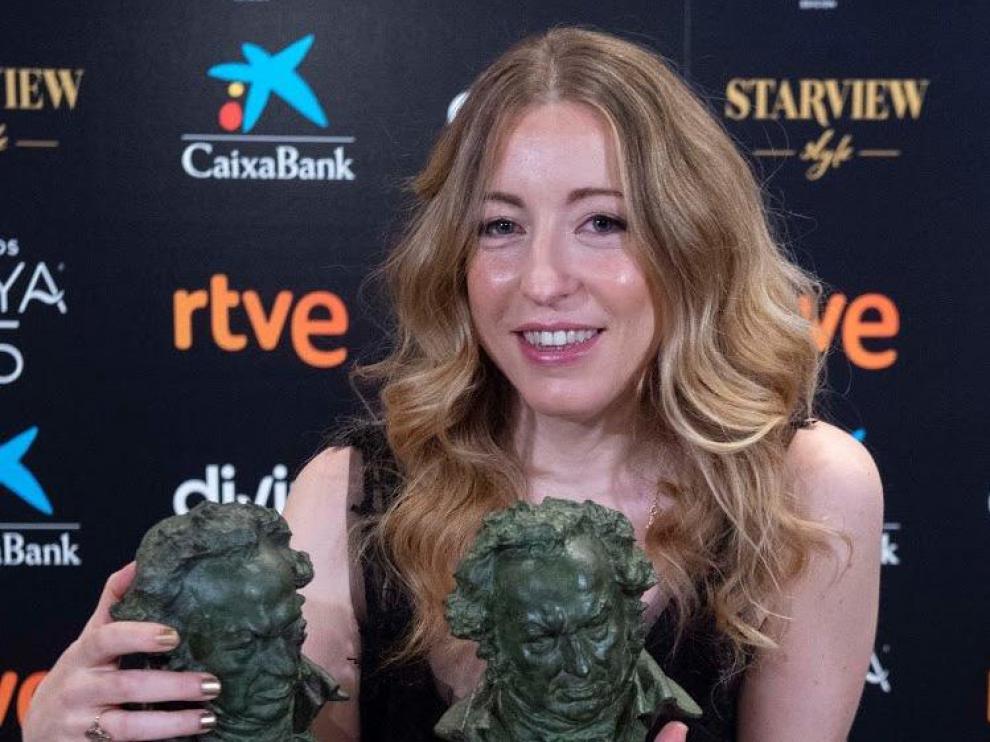 Pilar Palomero, el pasado miércoles al recibir los premios Goya.
