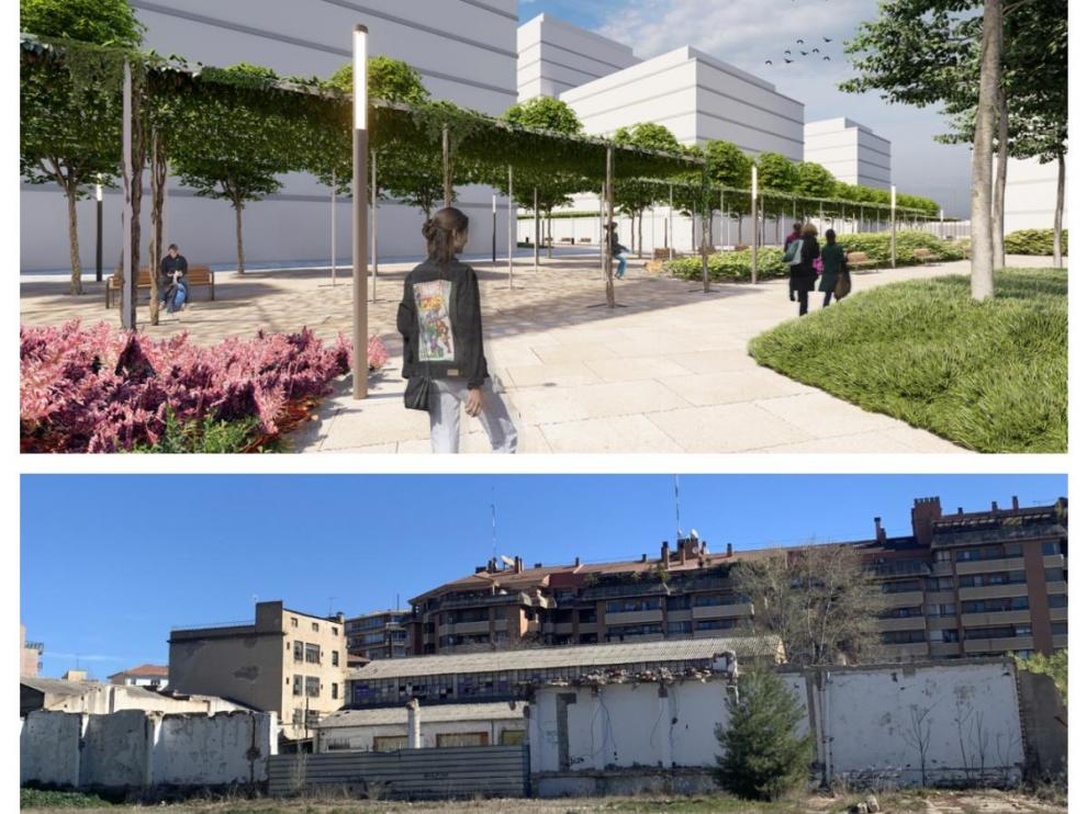 Las antiguas naves industriales darán paso a un moderno barrio en el centro de Huesca.