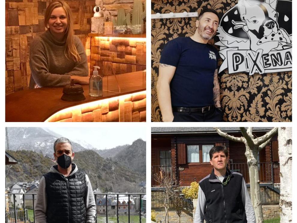 Tamara Torrente (Hotel La Neu de Benasque), Gorka Prieto (Pizzería Nexa de Panticosa), Javier Vicente (Hotel Vicente de Panticosa) y Tomás Arcas (Camping Borda d'Ardalnet).
