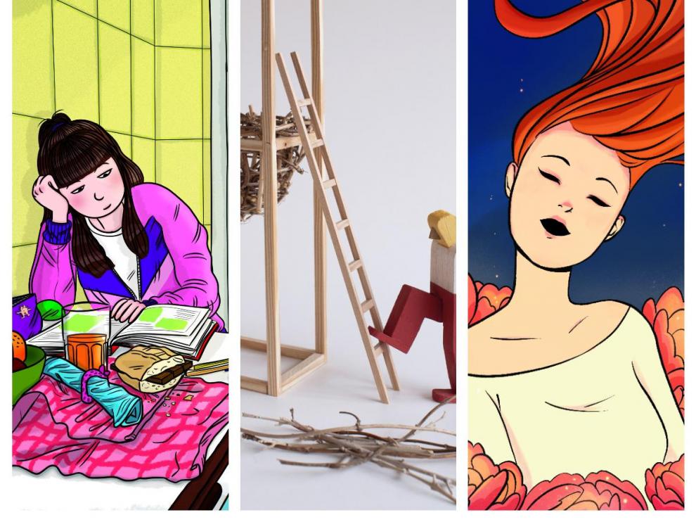 Ilustraciones de Mamen Moreu, Isidro Ferrer y Sara Soler, tres de los artistas que participan en la exposición de la DPH.