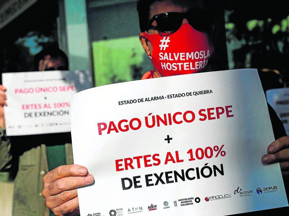 Protesta de la hostelería y el ocio nocturno en la Comunidad Valenciana