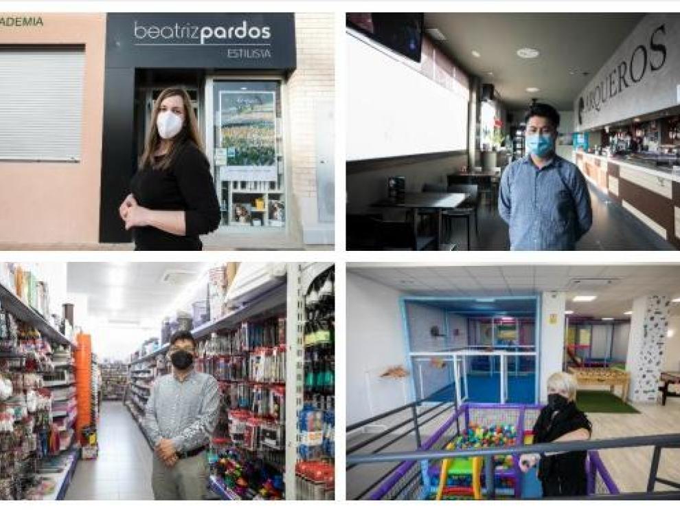 Los propietarios de varios negocios zaragozanos en el barrio de Arcosur.