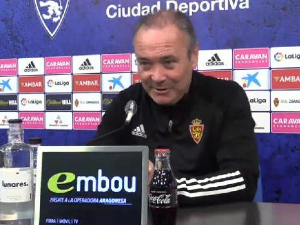 Juan Ignacio Martínez, en la rueda de prensa de este sábado, previa al partido de Fuenlabrada.