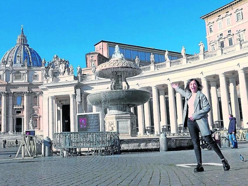 Laura Martí, en Ciudad del Vaticano, durante la grabación del programa en Roma