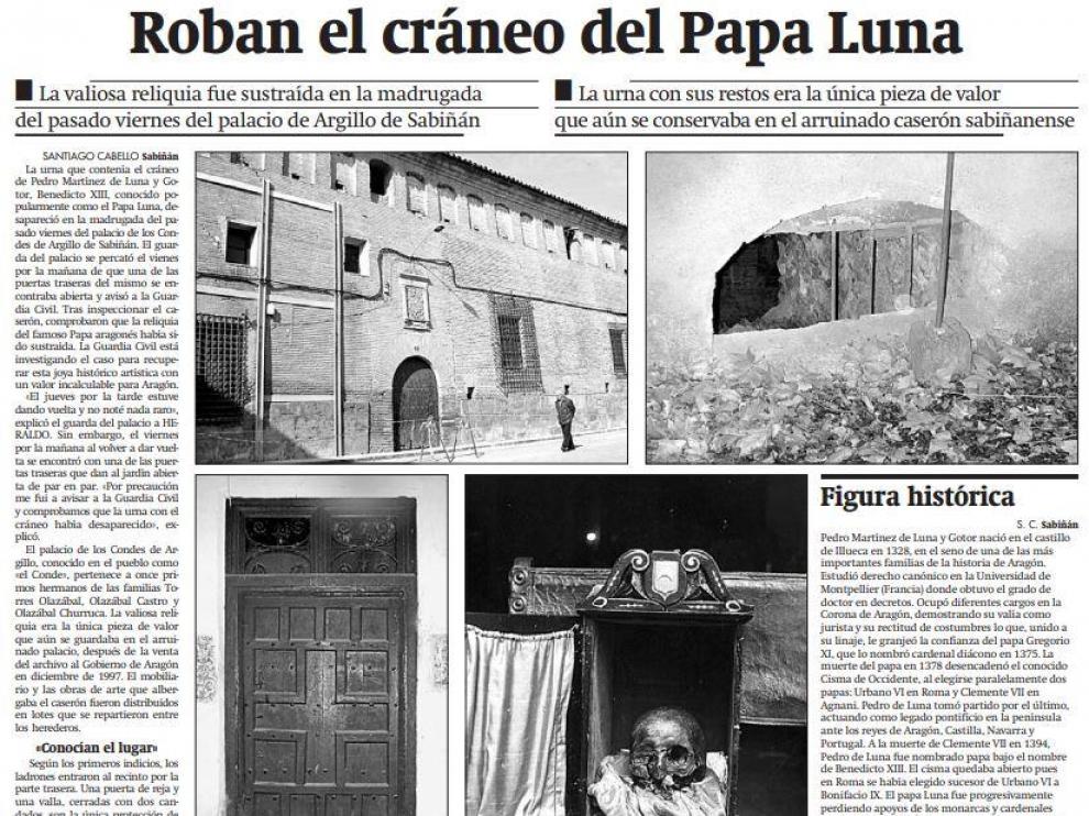 21 años del robo del cráneo del Papa Luna: así lo contó HERALDO