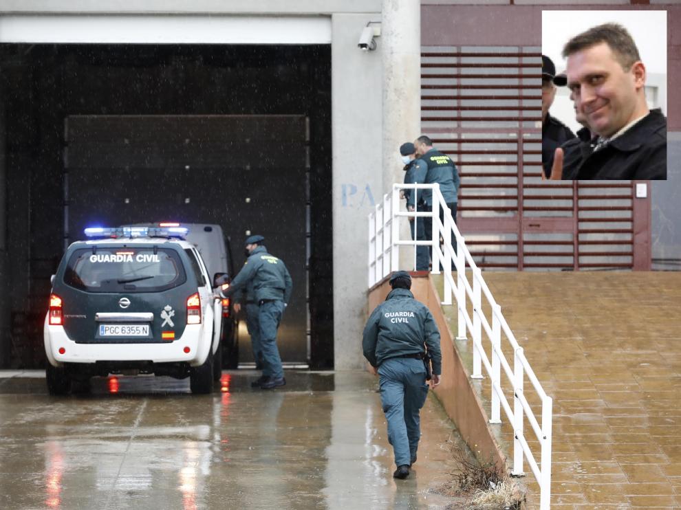 Igor el Ruso a su llegada a la cárcel de Zuera, este domingo.