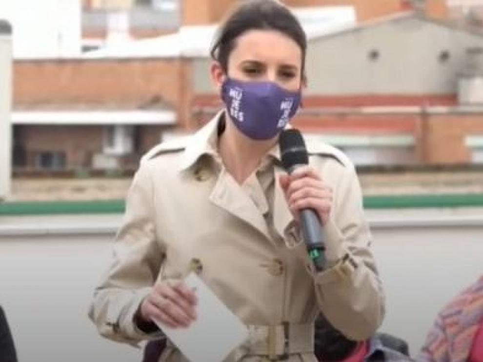 Irene Montero durante su discurso el viernes en Madrid.